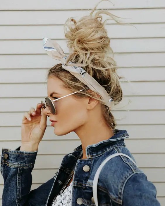 Messy Bun with Scarf Wrap