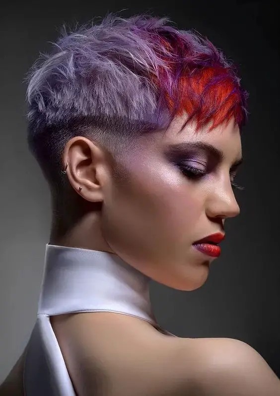 The Colorful Whisper: Short Hair Curly with a Tinge of Playfulness