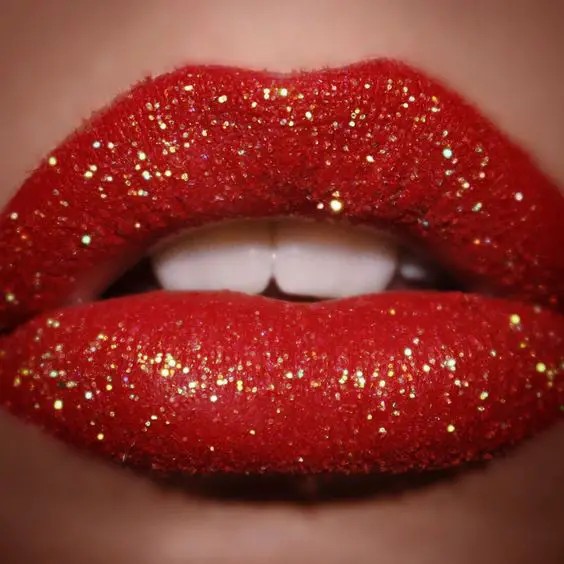 Ruby Red Glitter Lips