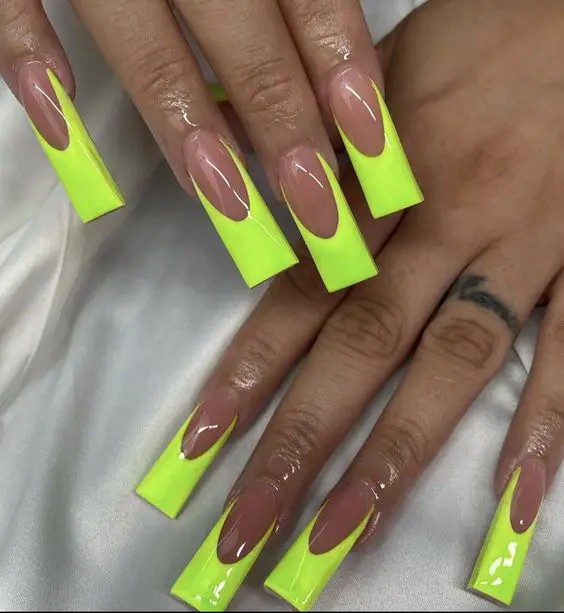 Lime Green French Tips: