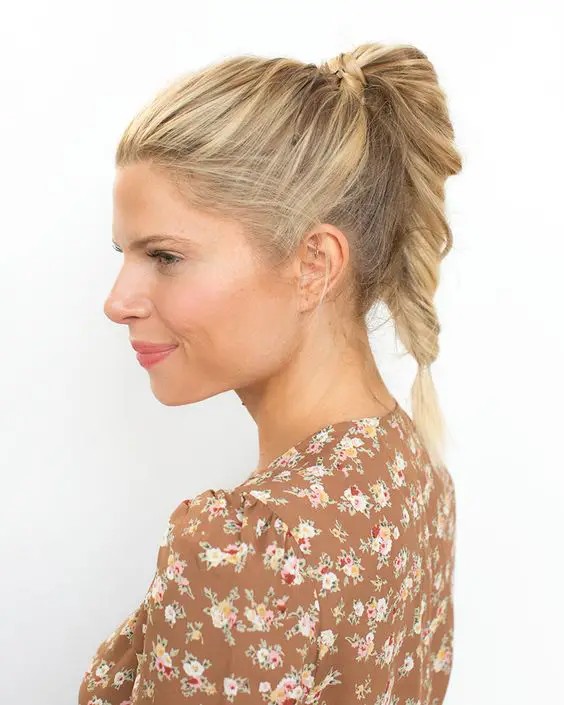 Fishtail Braid Chin-Length Ponytail