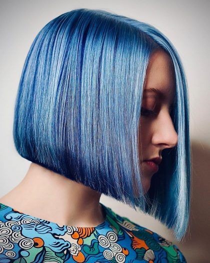 Asymmetrical Bob with Bold Color