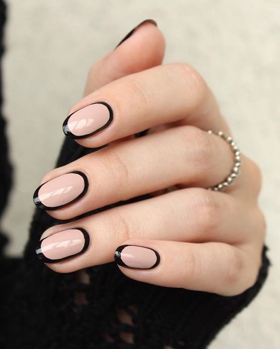 Negative Space Medium Oval Nails: