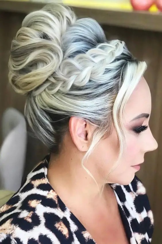 Braided Bun with Wispy Bangs