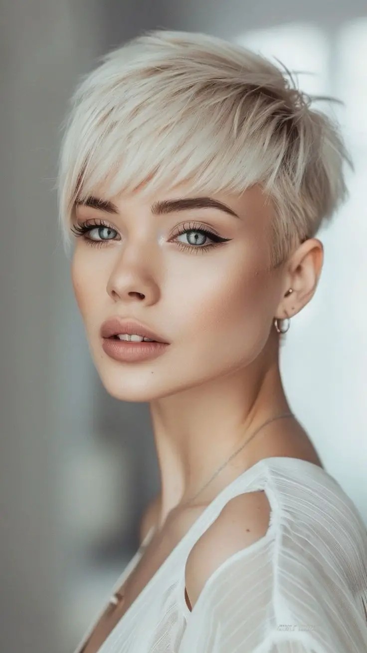 Platinum Pixie with a Feminine Edge