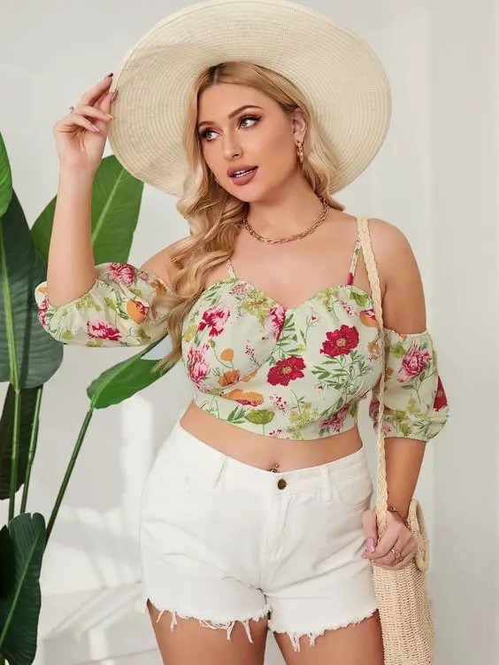 Off-Shoulder Boho Blouse and Denim Shorts: