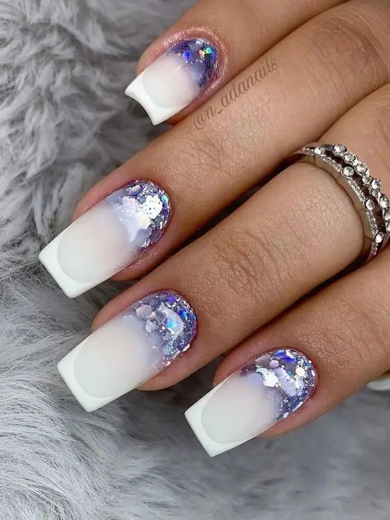 Icy Blue Ombré Nails: