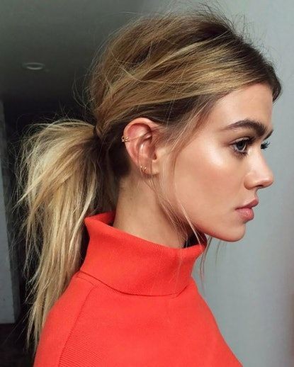 Textured Low Ponytail: