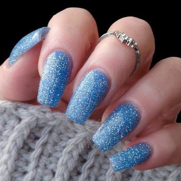 Icy Blue Dip Nails: