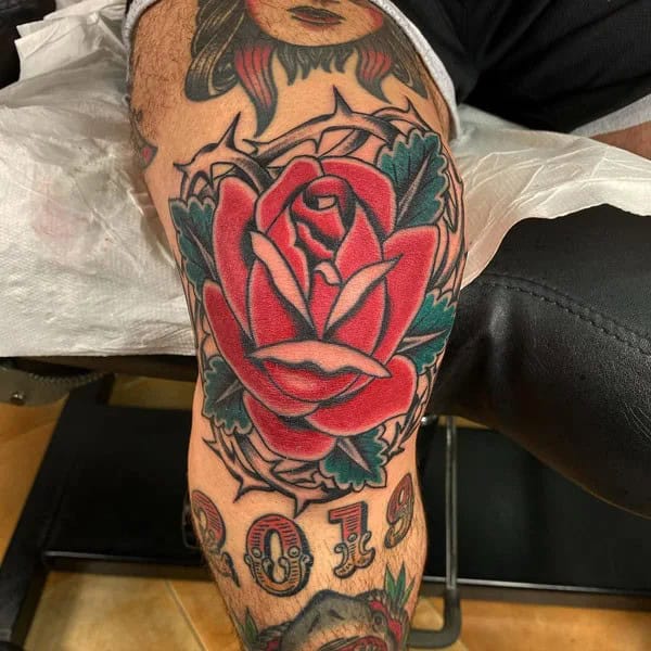 Rose Knee Tattoo