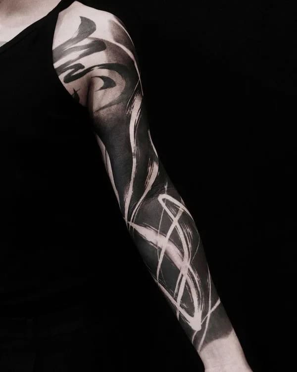 Negative Space Sleeve Tattoo