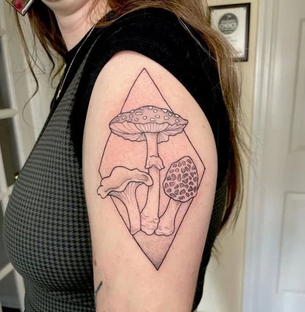 Geometric mushroom tattoo