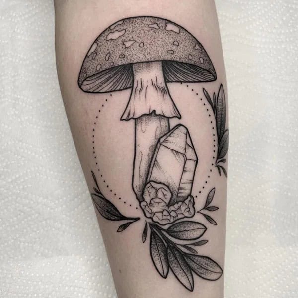 Black and White Mushroom Tattoo