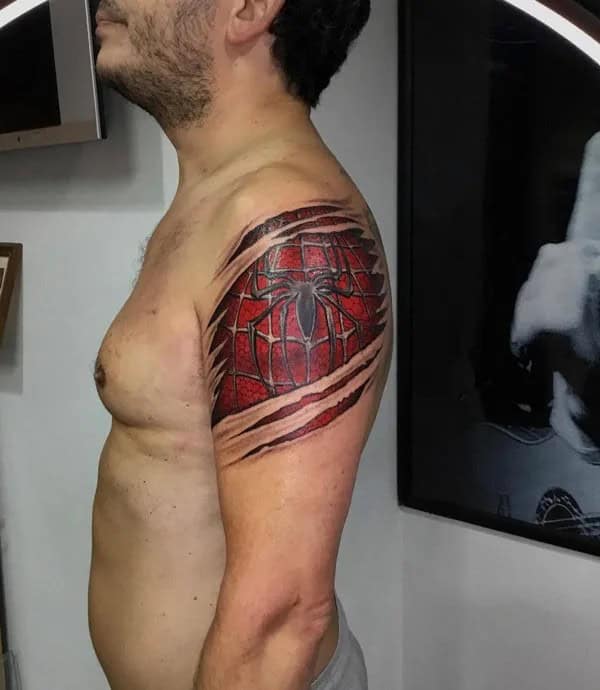 Spiderman Ripped Skin Tattoo