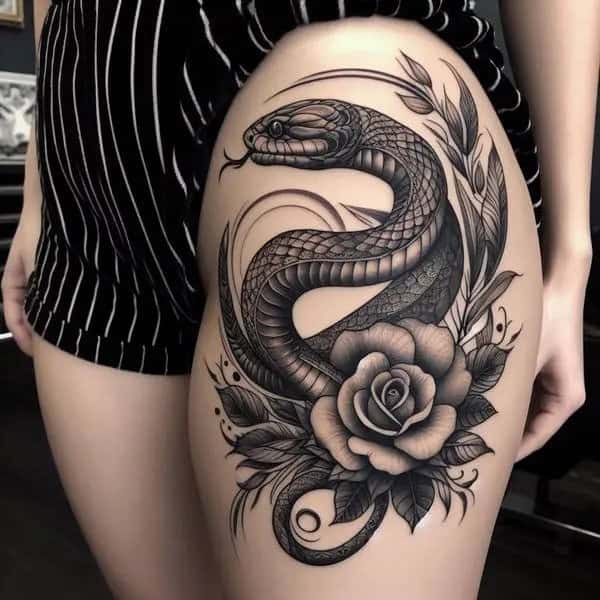 Snake Tattoo On the thigh