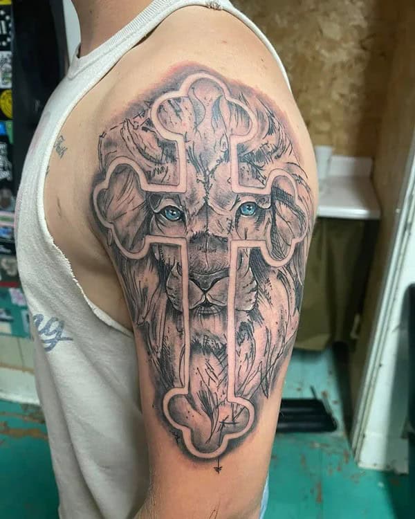 Lion Cross Tattoo