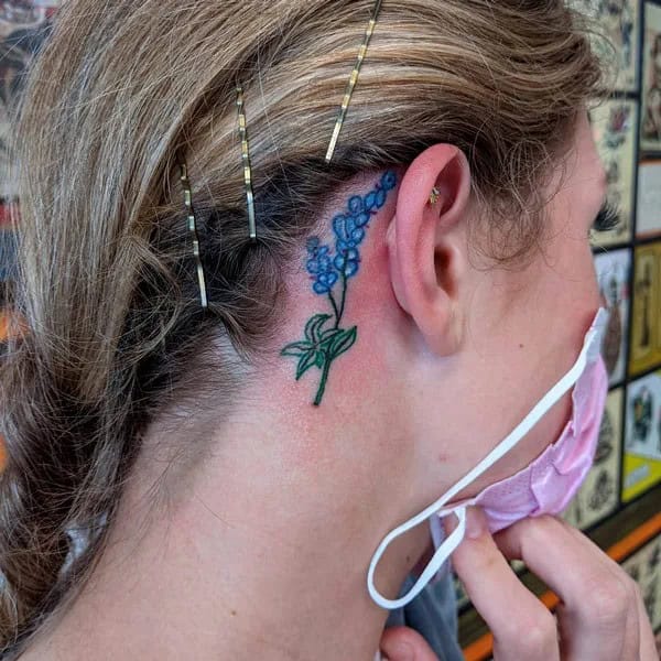 Behind The Ear Bluebonnet Tattoo