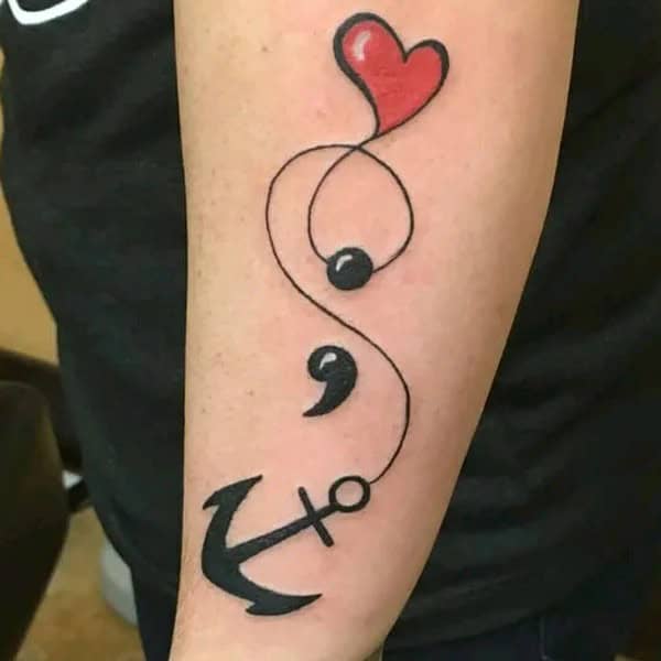 Anchor Semicolon Tattoo