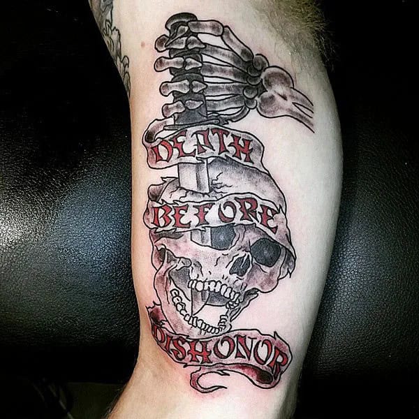 Death Before Dishonour Bicep Tattoo