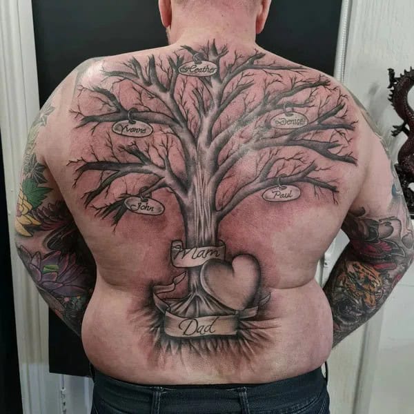 Family Tree Back Tattoo