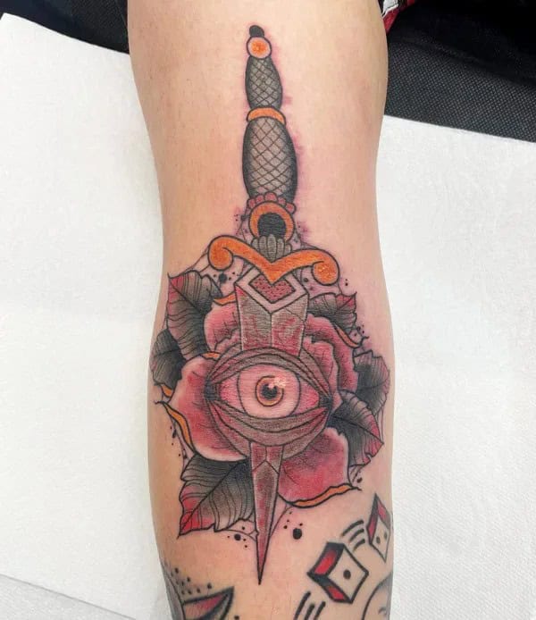 All Seeing Eye Dagger Tattoo