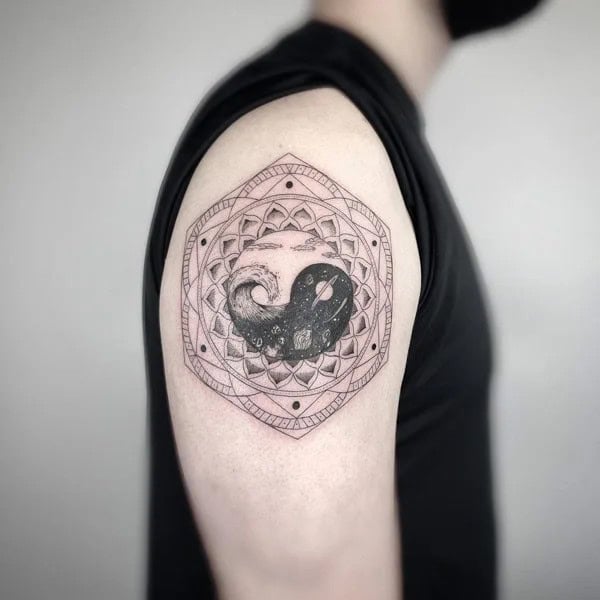 Geometric Yin Yang Tattoo