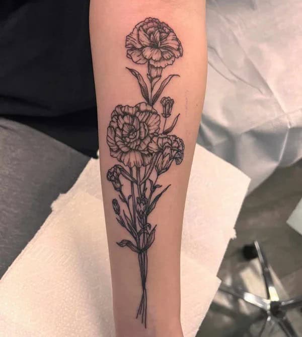 Carnation Forearm Tattoo