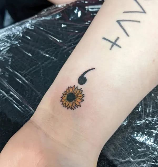 Sunflower Semicolon Tattoo