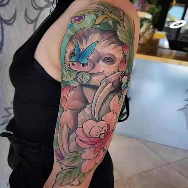 Sloth Half Sleeve Tattoo