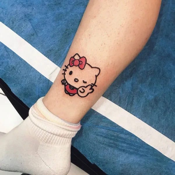 Ankle Hello Kitty Tattoo