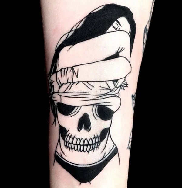 Naked Woman Skull Tattoo