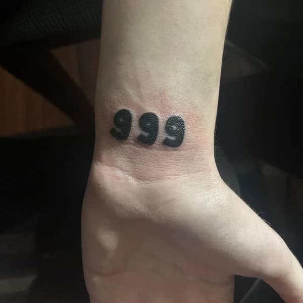 999 Tattoo On Wrist