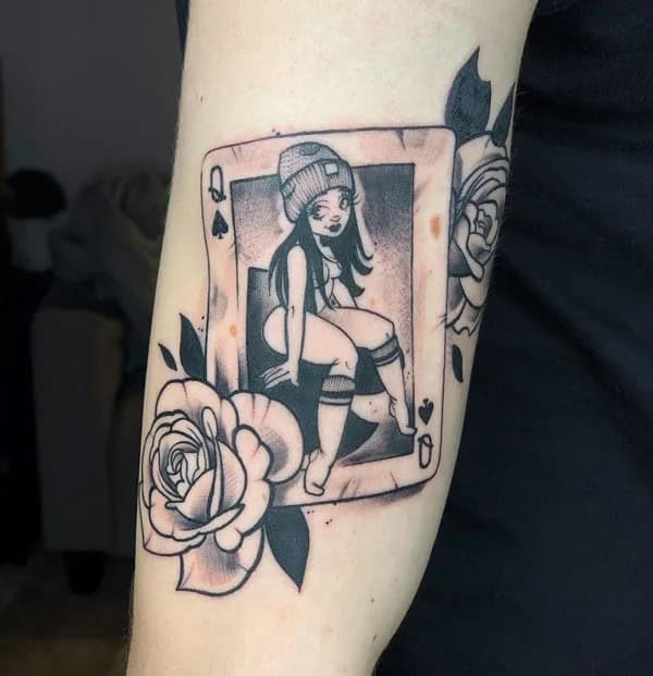 Neo Traditional Queen of Spades Tattoo