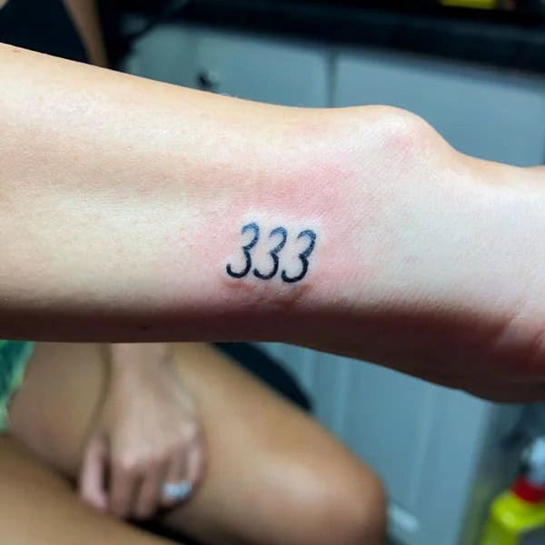 333 Behind The Neck Tattoo