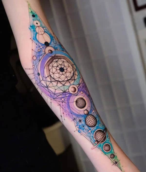 Geometric Galaxy Tattoo