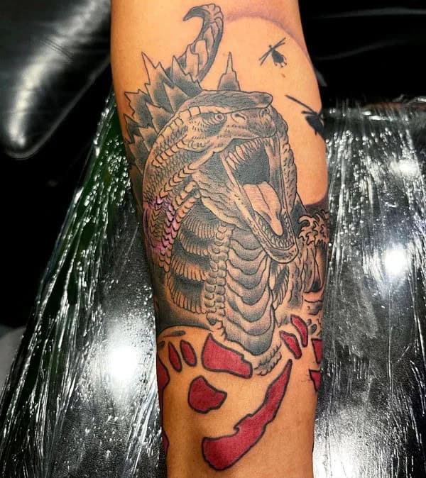 Godzilla vs Ghidorah tattoo