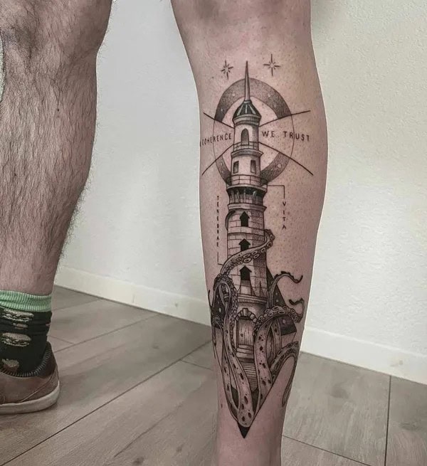 Kraken Lighthouse Tattoo