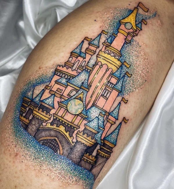 Glittery Castle Tattoo