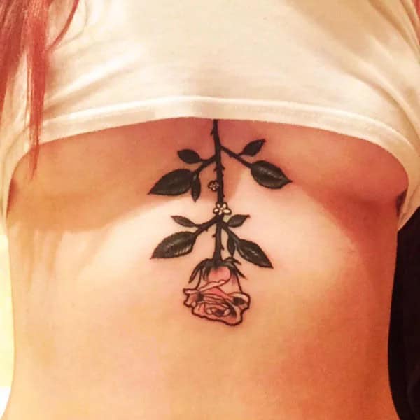 Rose Underboob Tattoo