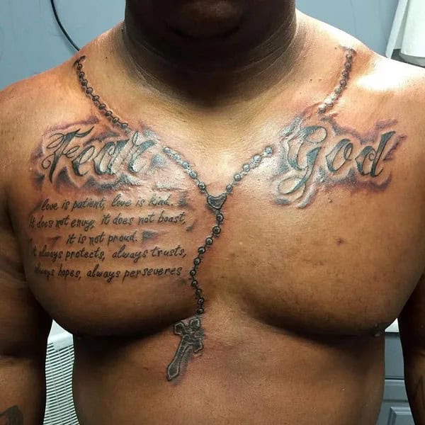 Fear God Tattoo on Chest