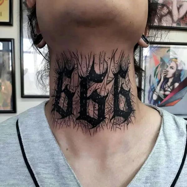 666 Neck Tattoo