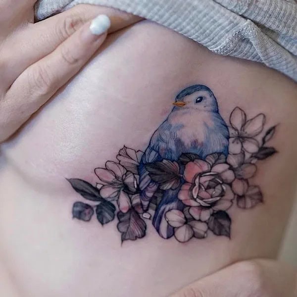 Bird Underboob Tattoo