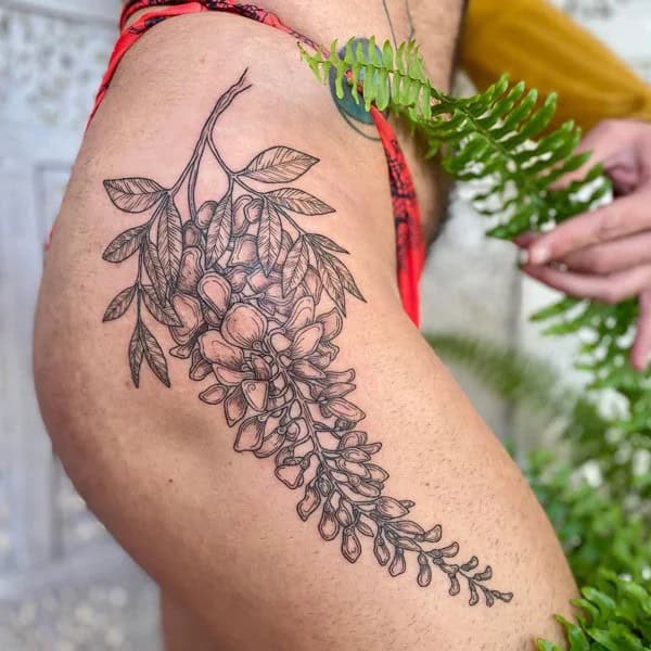 Wisteria Thigh Tattoo