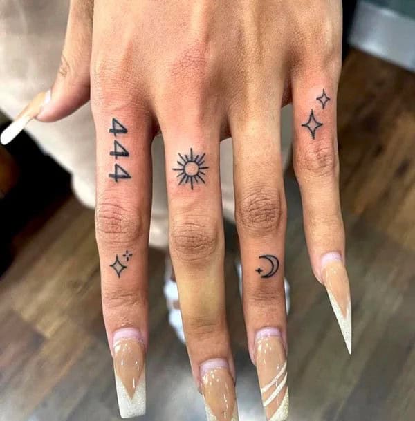 444 Finger Tattoo