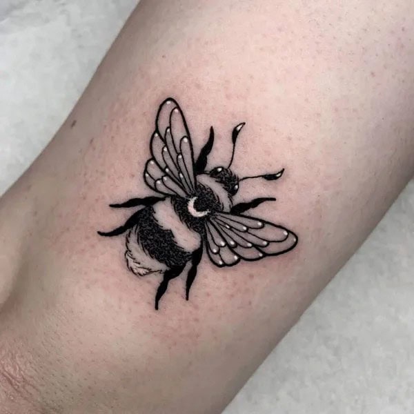 Black and White Bee tattoo