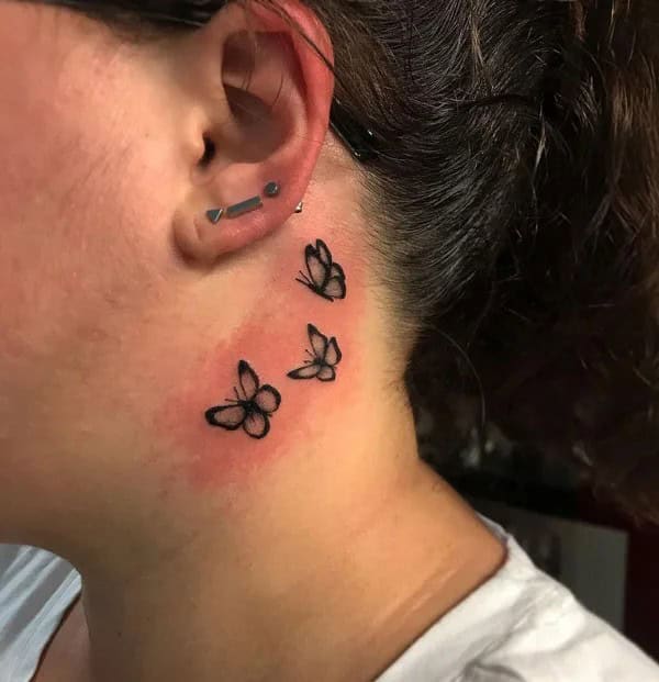 Watercolor Butterfly Tattoo Behind The Ear