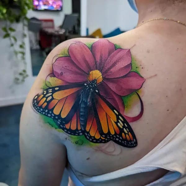 Cosmos Flower Cover Up Tattoo