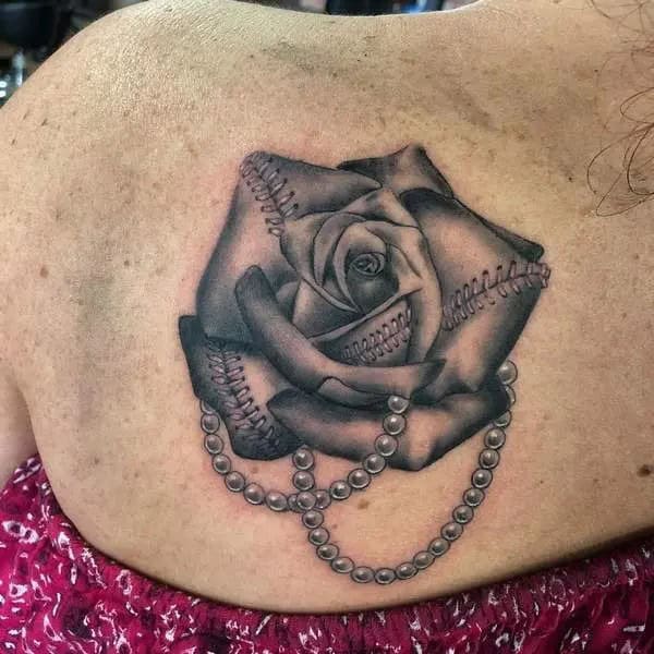 Rose Baseball Tattoo