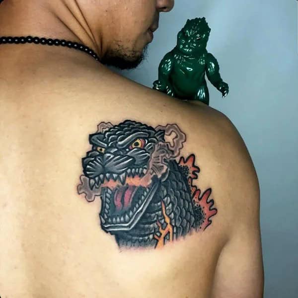 Godzilla vs Ghidorah tattoo