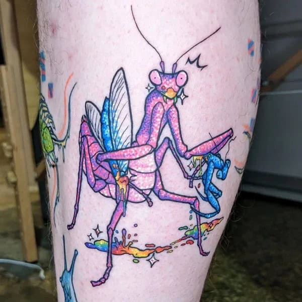 Glittery Mantis Tattoo